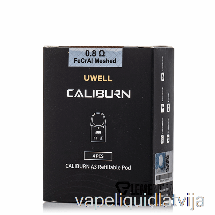 Uwell Caliburn A3 Rezerves Pods 0,8ohm A3 Fecral Meshed Pods Vape šķidrums